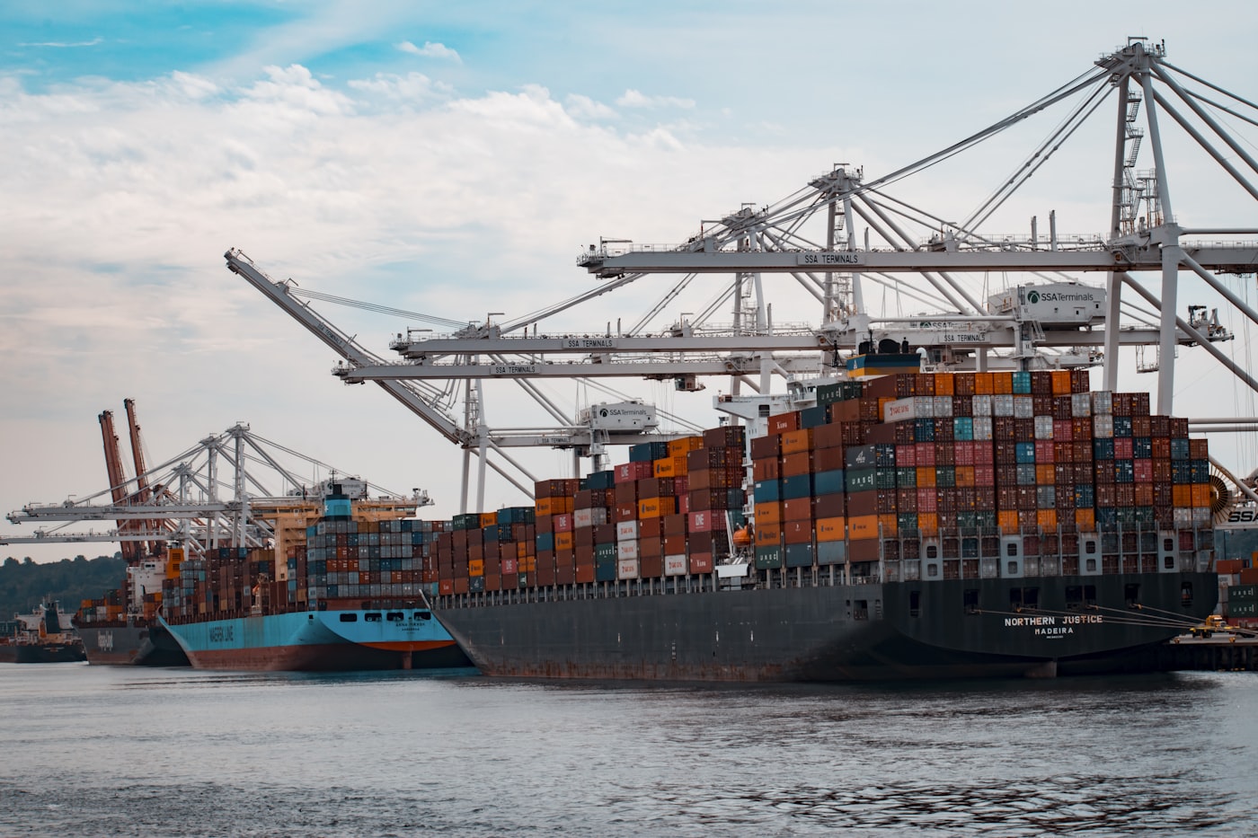 Container ships at international port